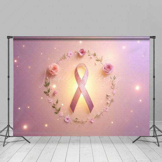 Lofaris Pink Ribbon Flower Breast Cancer Awareness Backdrop