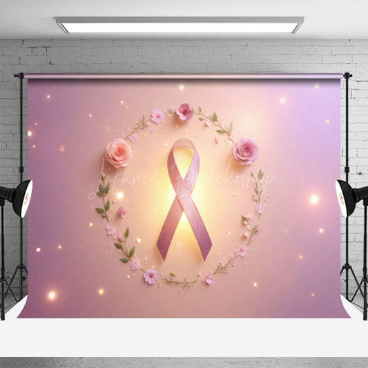 Lofaris Pink Ribbon Flower Breast Cancer Awareness Backdrop