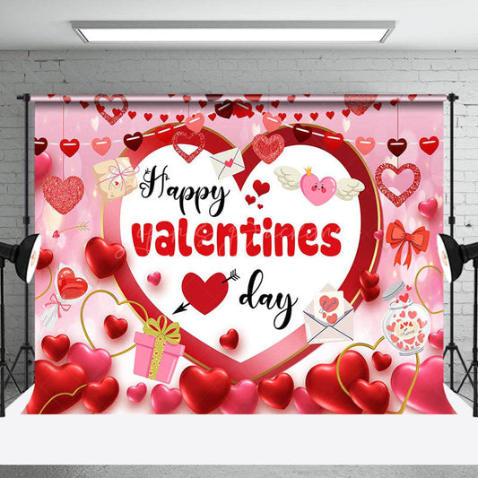 Lofaris Pink Romantic Balloons Happy Valentines Day Backdrop