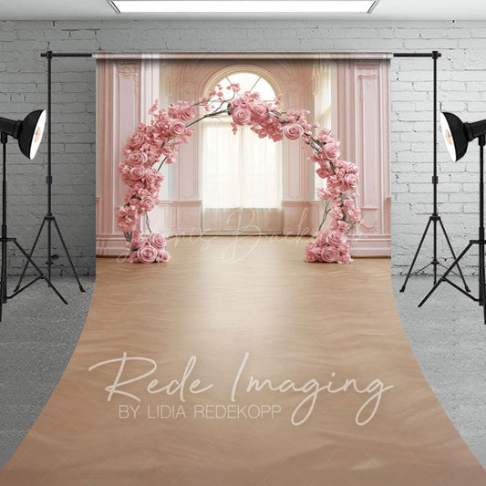 Lofaris Pink Rose Arch Romantic Palace Wedding Sweep Backdrop