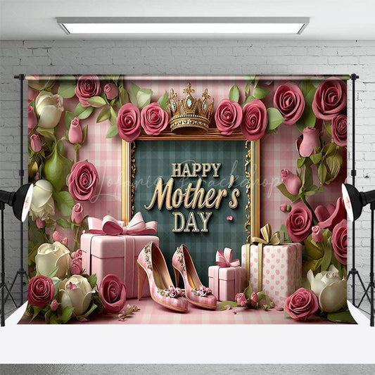 Lofaris Pink Rose Greenery Gifts Happy Mothers Day Backdrop