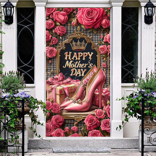 Lofaris Pink Rose Throne Highheels Mothers Day Door Cover