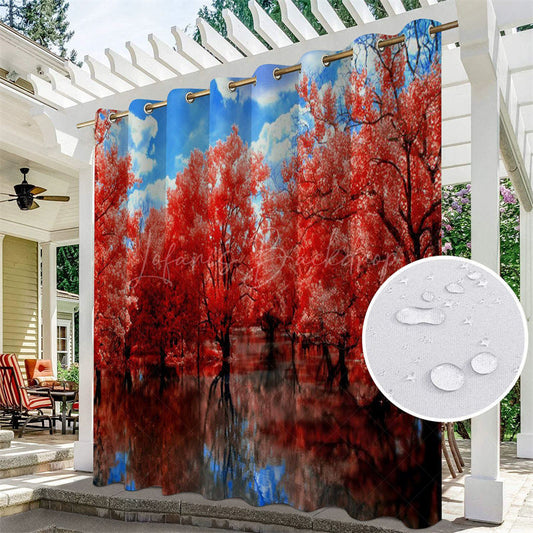 Lofaris Pink Sakura Waterproof Floral Outdoor Curtains For Gazebo