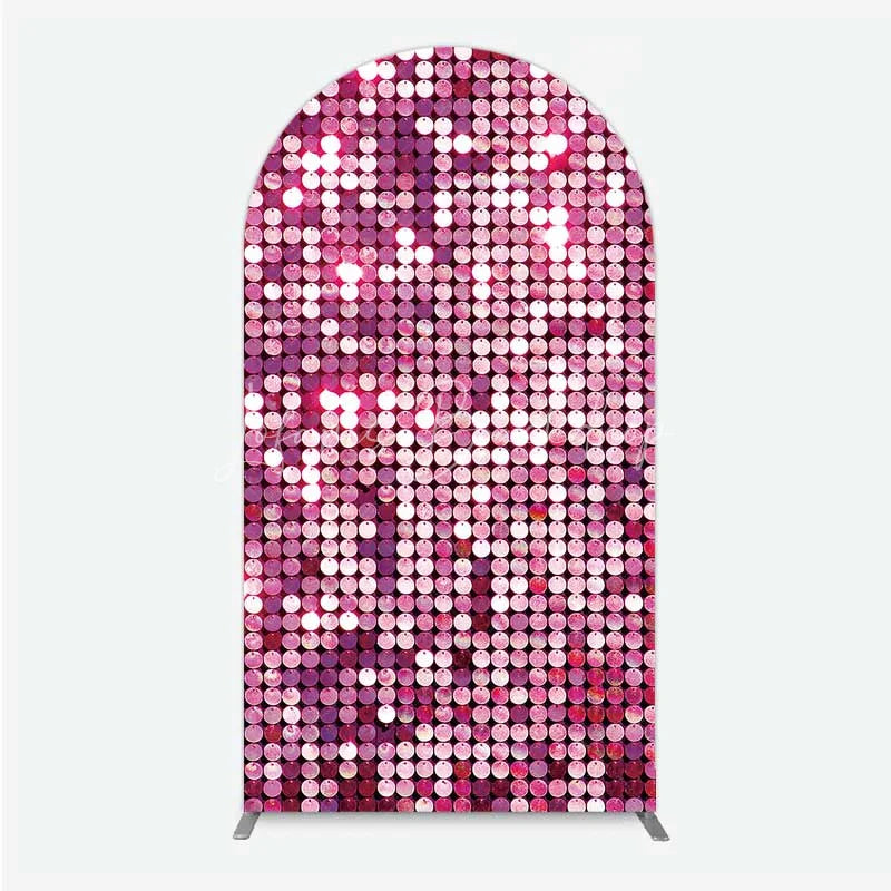 Lofaris Pink Sequin Arch Backdrop Magenta Glitter Texture Photography Background for Party