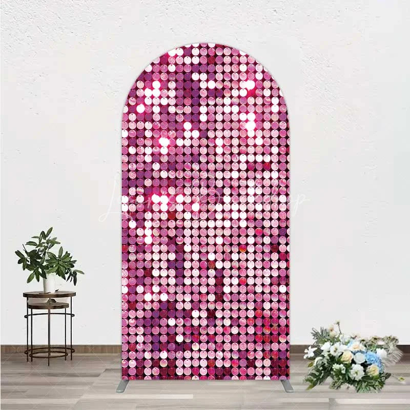 Lofaris Pink Sequin Arch Backdrop Magenta Glitter Texture Photography Background for Party