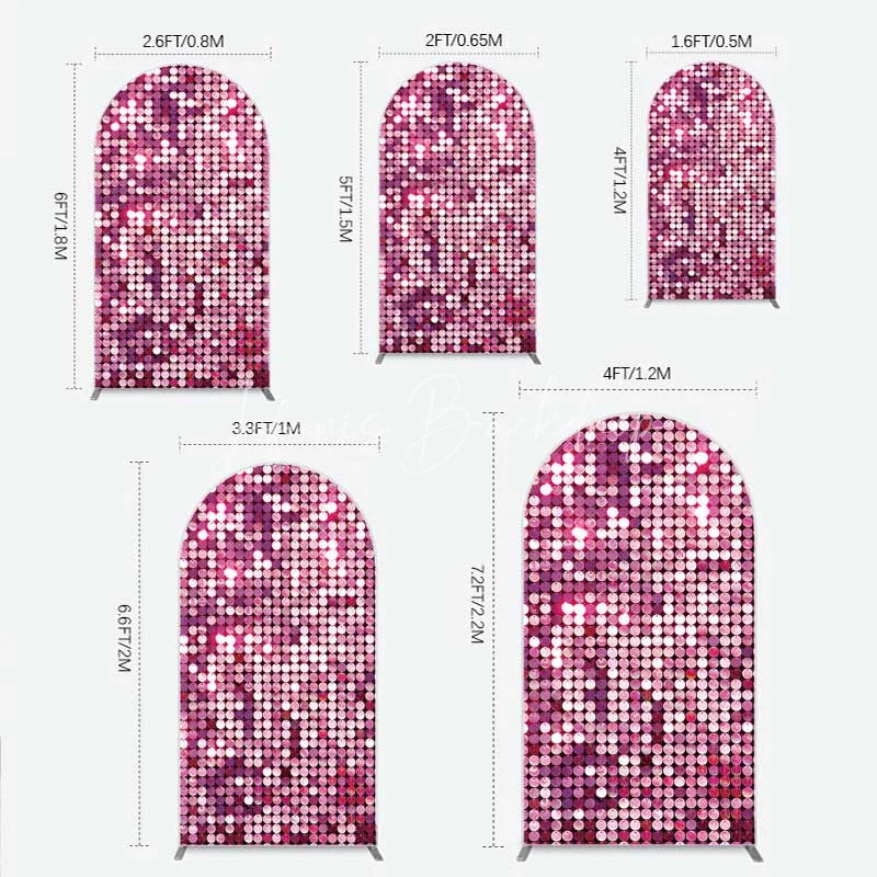 Lofaris Pink Sequin Arch Backdrop Magenta Glitter Texture Photography Background for Party
