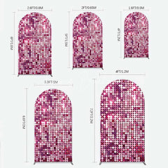 Lofaris Pink Sequin Arch Backdrop Magenta Glitter Texture Photography Background for Party