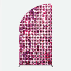 Lofaris Pink Sequin Half Moon Arch Backdrop Magenta Glitter Texture Photography Background for Party