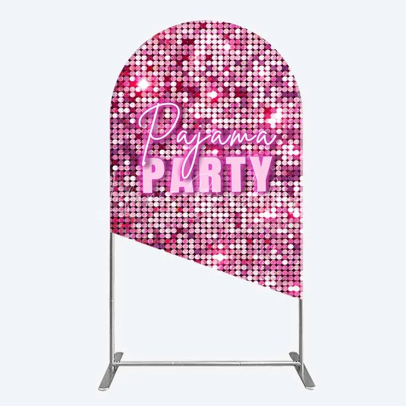 Lofaris Pink Sequin Pajama Party Arch Backdrop Glitter Girls Sleepover Photography Background