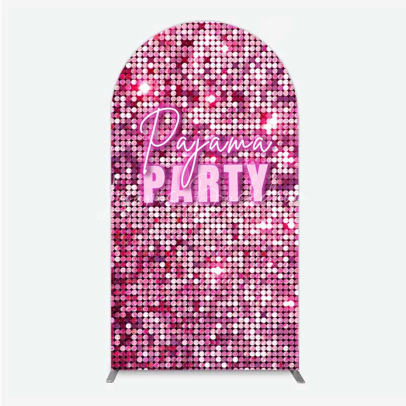 Lofaris Pink Sequin Pajama Party Arch Backdrop Glitter Girls Sleepover Photography Background