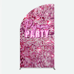 Lofaris Pink Sequin Pajama Party Half Moon Arch Backdrop Glitter Girls Sleepover Photography Background