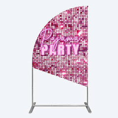 Lofaris Pink Sequin Pajama Party Half Moon Arch Backdrop Glitter Girls Sleepover Photography Background