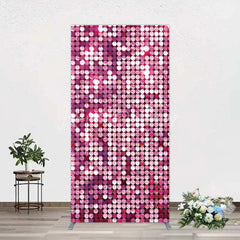 Lofaris Pink Sequin Rectangle Backdrop Magenta Glitter Texture Photography Background for Party
