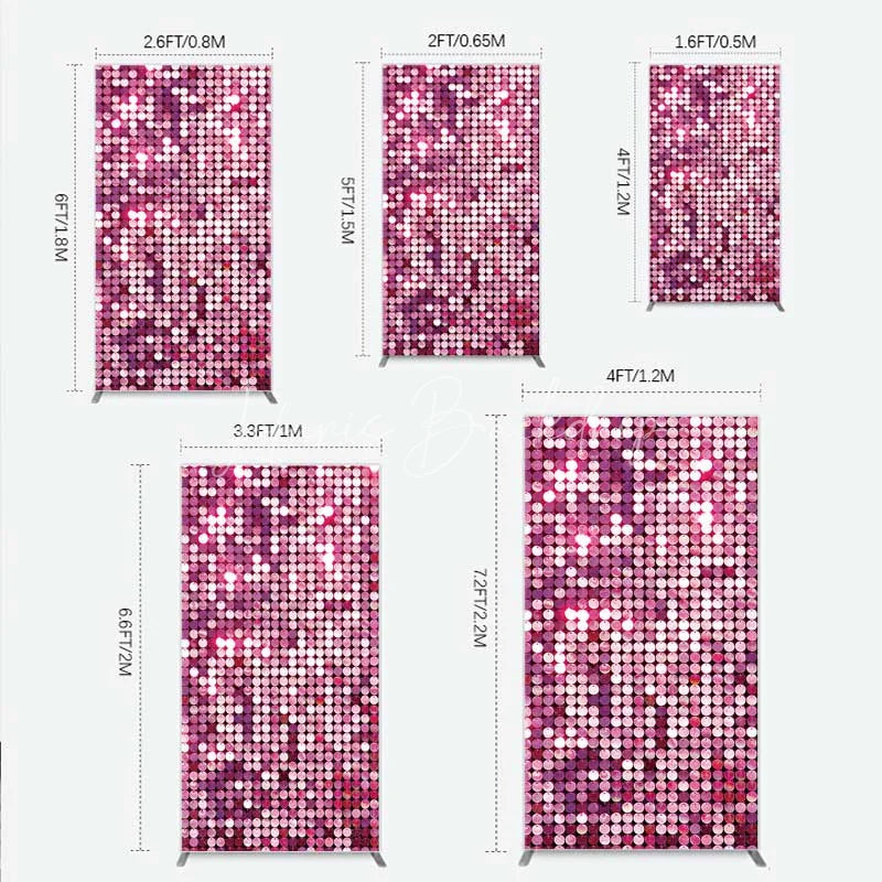 Lofaris Pink Sequin Rectangle Backdrop Magenta Glitter Texture Photography Background for Party