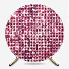 Lofaris Pink Sequin Round Backdrop Sparkle Glitz Photography Background for Wedding and Birthday