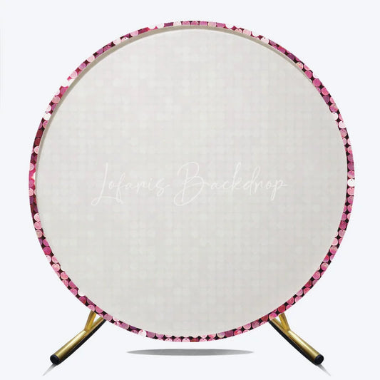 Lofaris Pink Sequin Round Backdrop Sparkle Glitz Photography Background for Wedding and Birthday