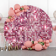 Lofaris Pink Sequin Round Backdrop Sparkle Glitz Photography Background for Wedding and Birthday
