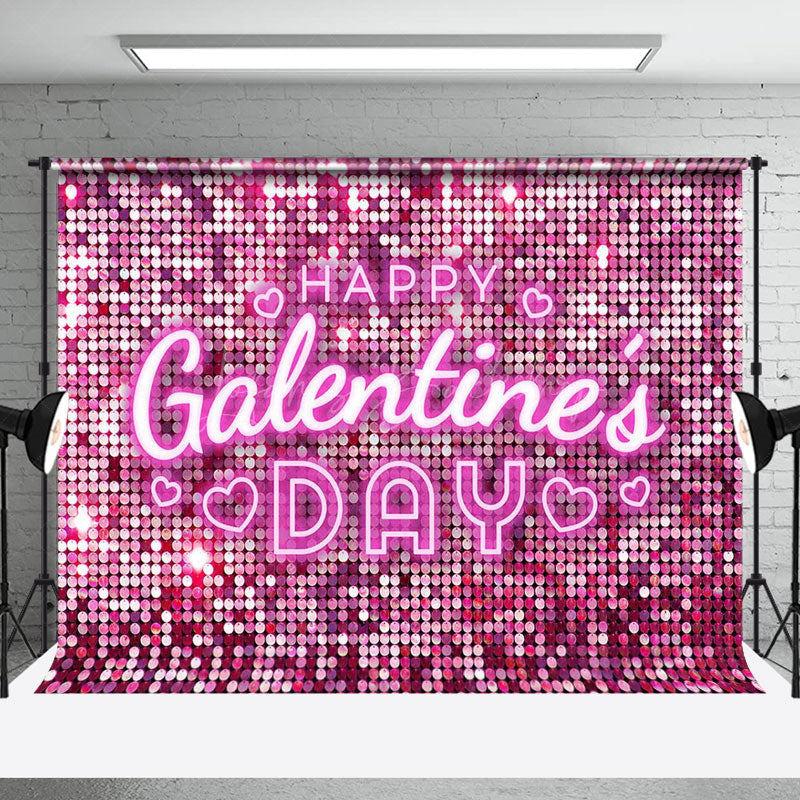 Lofaris Pink Sequins Glitter Happy Valentines Day Backdrop