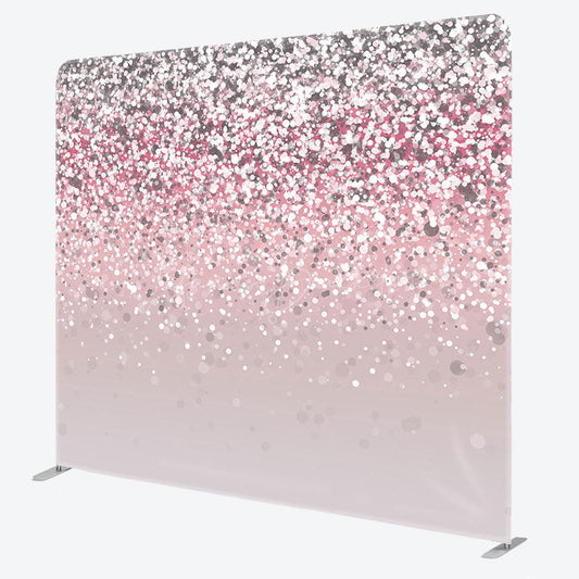 Lofaris Pink Silver Glitter Party Square Tension Backdrop