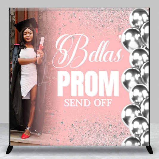 Lofaris Pink Silver Prom Send Off Custom Photo Grad Backdrop