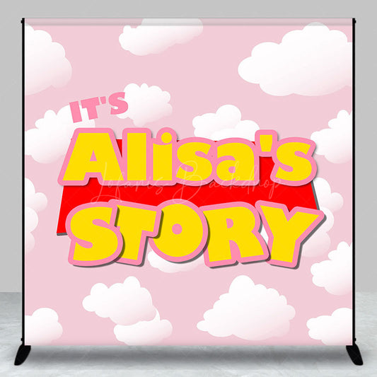 Lofaris Pink Sky Cloud Story Custom Baby Shower Backdrop