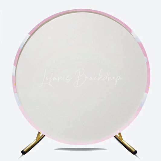 Lofaris Pink Sky Rainbow and Clouds Round Backdrop Dreamy Baby Shower Birthday Party Decor