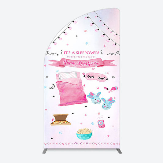 Lofaris Pink Sleepover Night Sweet Birthday Half Moon Arch Backdrop