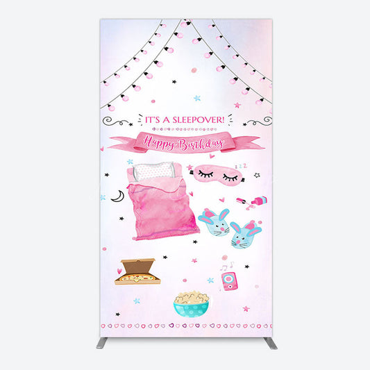 Lofaris Pink Sleepover Night Sweet Birthday Rectangle Backdrop