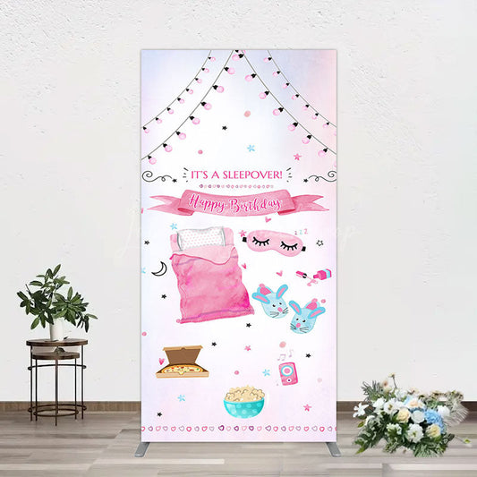 Lofaris Pink Sleepover Night Sweet Birthday Rectangle Backdrop