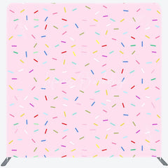 Lofaris Pink Sprinkles Double-Sided Tension Fabric Backdrop Fun Donut Party Theme Dessert Table Photo Booth Decor