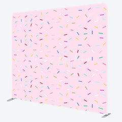 Lofaris Pink Sprinkles Double-Sided Tension Fabric Backdrop Fun Donut Party Theme Dessert Table Photo Booth Decor