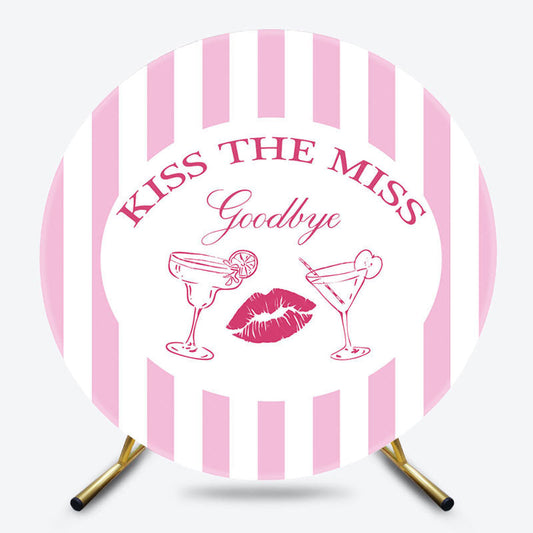 Lofaris Pink Stripe Kiss The Miss Round Bridal Shower Backdrop