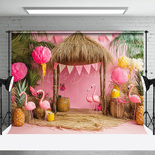Lofaris Pink Summer Flamingos Sweet Photography Backdrop