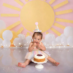 Lofaris Pink Sun Balloons Summer Cake Smash Sweep Backdrop