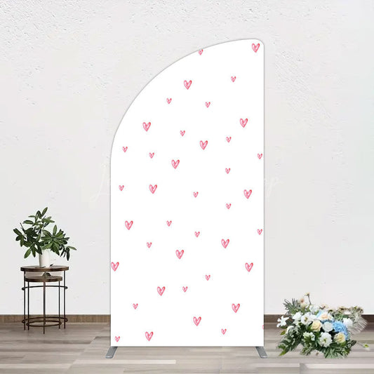 Lofaris Pink Sweet Heart Girls Birthday Half Moon Arch Backdrop