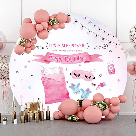 Lofaris Pink Sweet Sleepy Night Circle Birthday Backdrop
