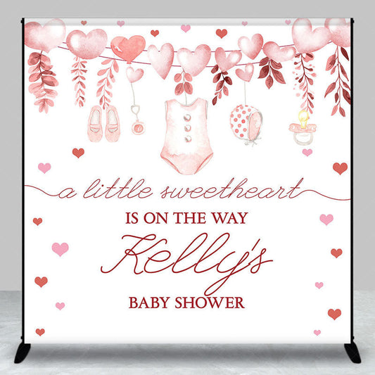 Lofaris Pink Sweetheart Custom Name Baby Shower Backdrop