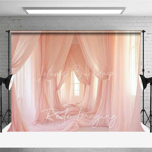 Lofaris Pink Tulle Curtains Maternity Photography Backdrop Soft Fabric Drapes Dreamy Room Background Elegant Pregnancy Photo Prop
