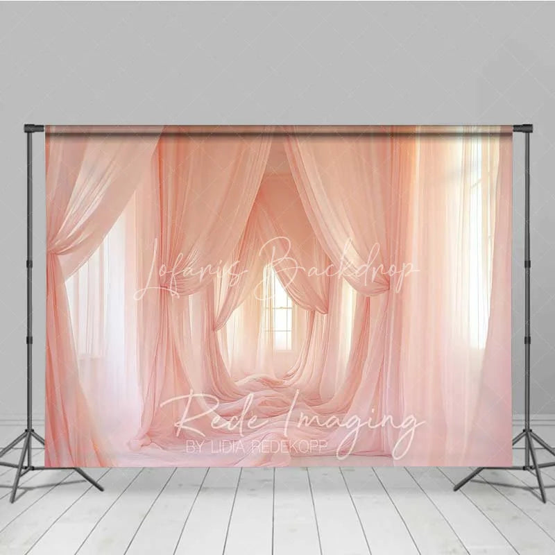 Lofaris Pink Tulle Curtains Maternity Photography Backdrop Soft Fabric Drapes Dreamy Room Background Elegant Pregnancy Photo Prop