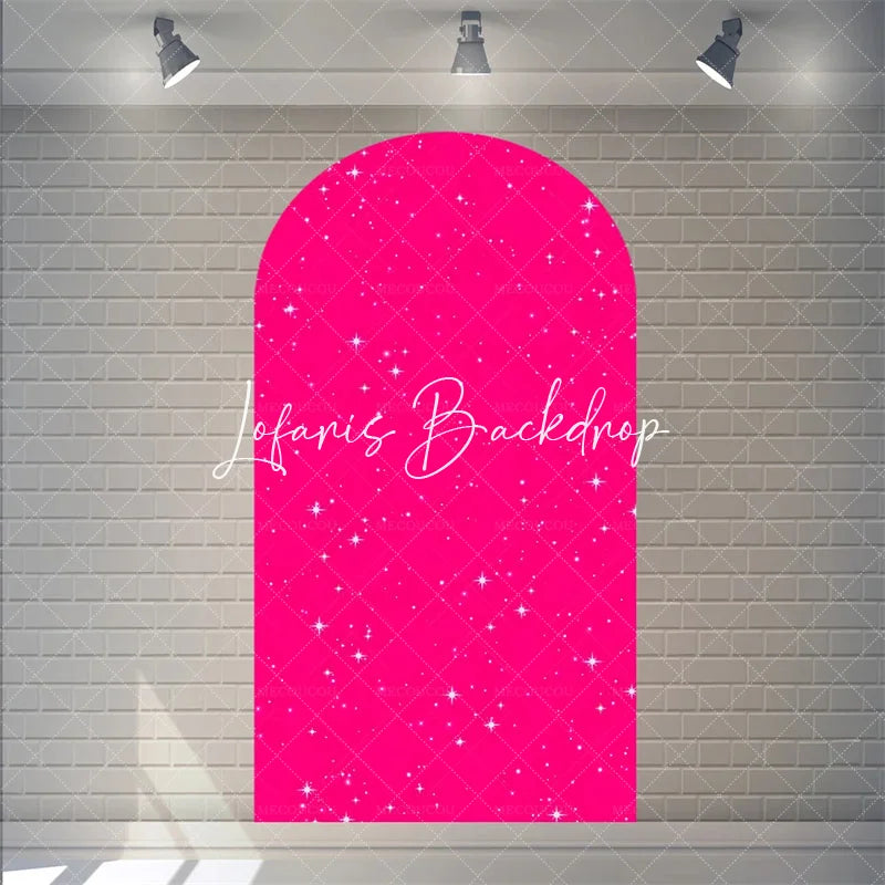 Lofaris Pink Twinkle Little Star Arch Backdrop for Girl Baby Shower Birthday Party Decorations Polyester Fabric Wall Decor