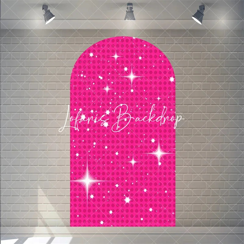Lofaris Pink Twinkle Little Star Arch Backdrop for Girl Baby Shower Birthday Party Decorations Polyester Fabric Wall Decor