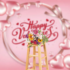 Lofaris Pink Valentine Large Small Hearts Bow Ties Backdrop