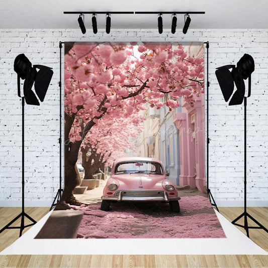 Lofaris Pink Vibe Floral City Road Lovely Spring Backdrop