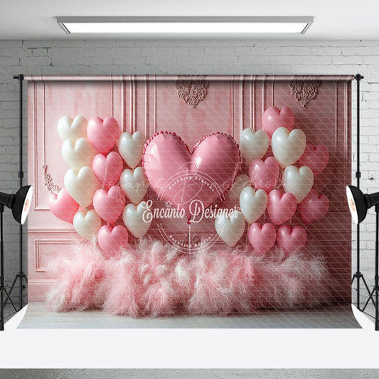 Lofaris Pink Vintage Wall Balloons Feather Romantic Backdrop