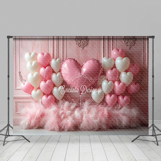 Lofaris Pink Vintage Wall Balloons Feather Romantic Backdrop