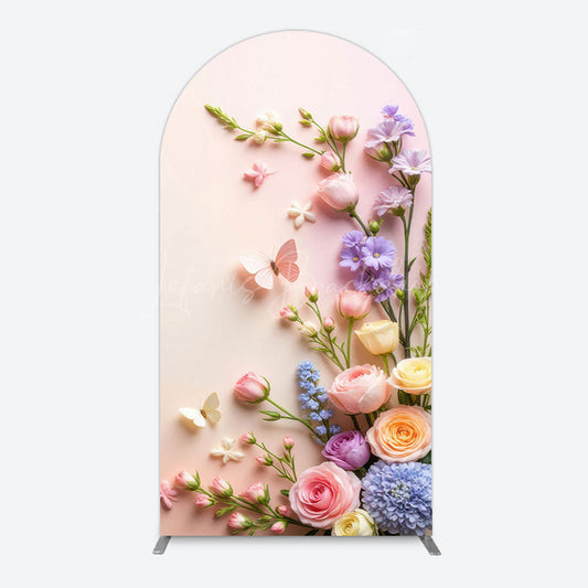 Lofaris Pink Wall Colorful Bouquet Birthday Arch Backdrop