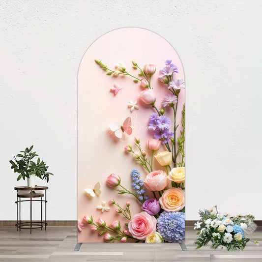 Lofaris Pink Wall Colorful Bouquet Birthday Arch Backdrop