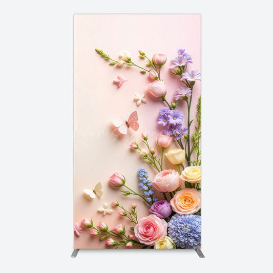 Lofaris Pink Wall Colorful Bouquet Birthday Rectangle Backdrop