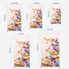 Lofaris Pink Wall Colorful Bouquet Birthday Rectangle Backdrop