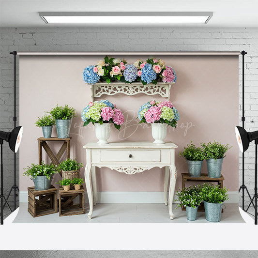 Lofaris Pink Wall Colorful Bouquet Greenery Photo Backdrop